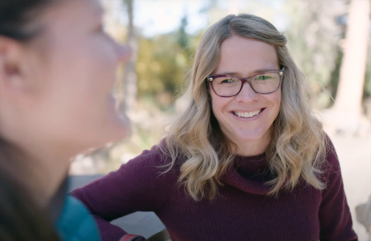 Cassidi speaking directly to someone